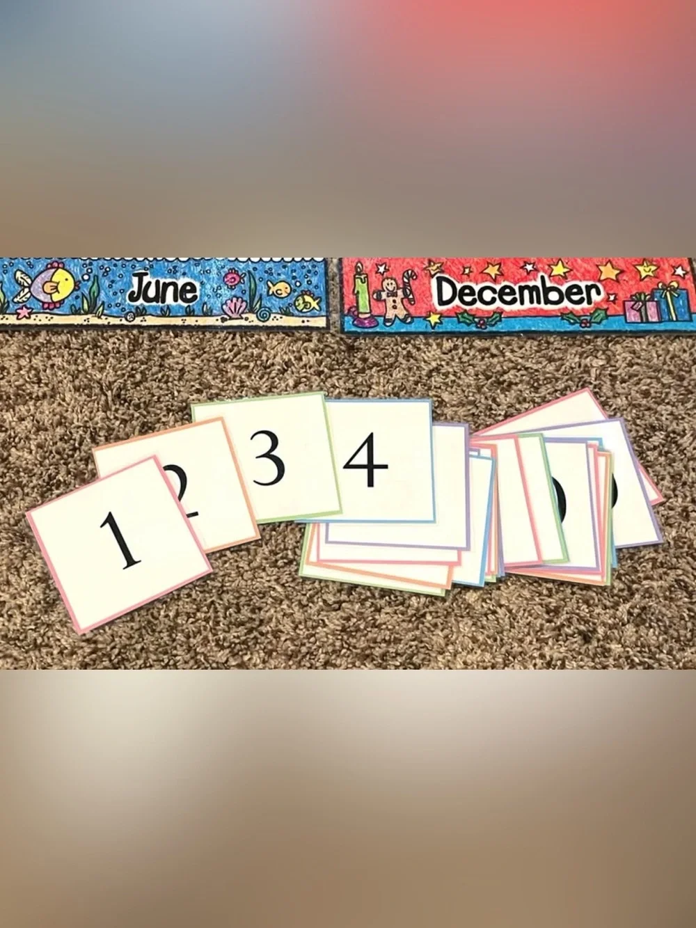 Clear Pocket Chart Calendar with Colorful Month Cards